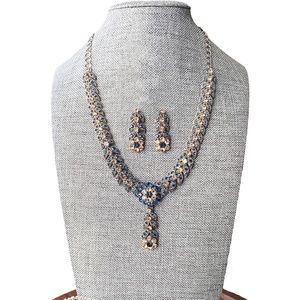 Indian Blue Stone Studded Necklace with Earrings